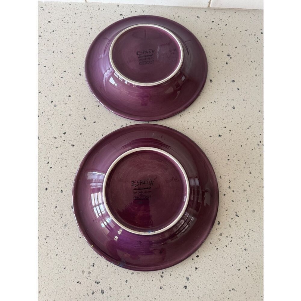 España Hand painted Collection Ceramic Purple Plum Dinner Plates Lot of 2